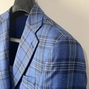 NEW - Loro Piana Navy Blue Plaid Wool Silk & Linen Jacket 50/40